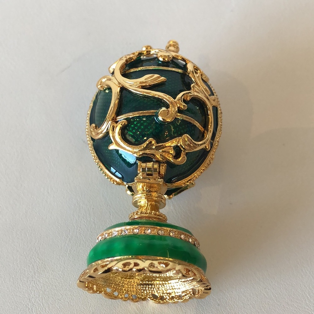 AKM(Faberge) Egg with flower inside green 7,4 cm - Picture 8 of 8